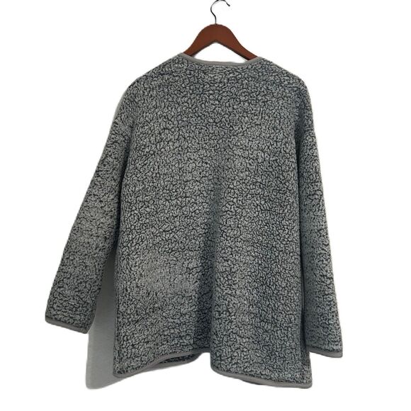 Simply Vera Wang Sherpa Cardigan Women S Blue Gray Pockets Cozy Comfy Boho Warm - Picture 2 of 10